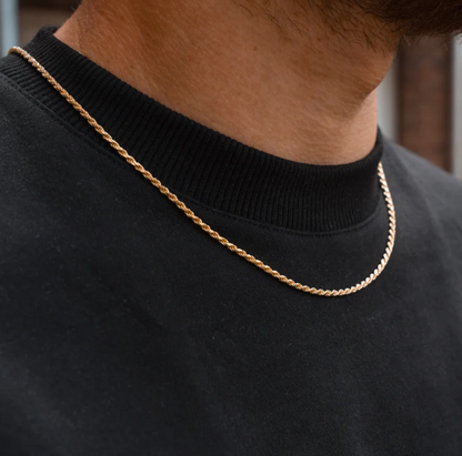 Silver Rope Chain Mens 2.5mm Rope Chain Necklace 925 Sterling Silver Chain For Men