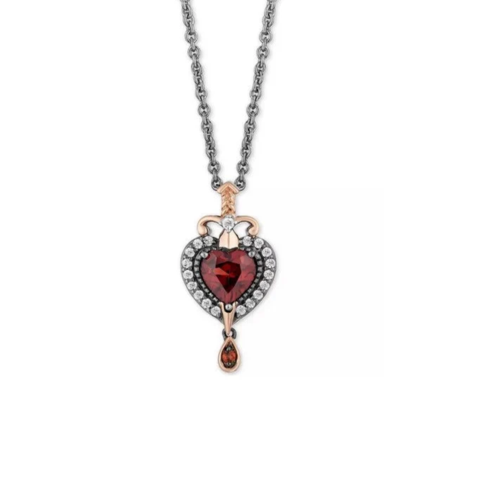 Inspired By Enchanted Disney Queen Evil Heart Diamond Pendant With Necklace in 925 Silver - Black Rhodium