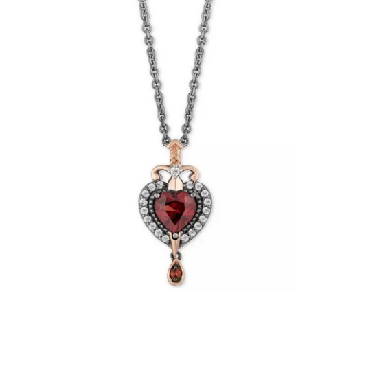 Inspired By Enchanted Disney Queen Evil Heart Diamond Pendant With Necklace in 925 Silver - Black Rhodium