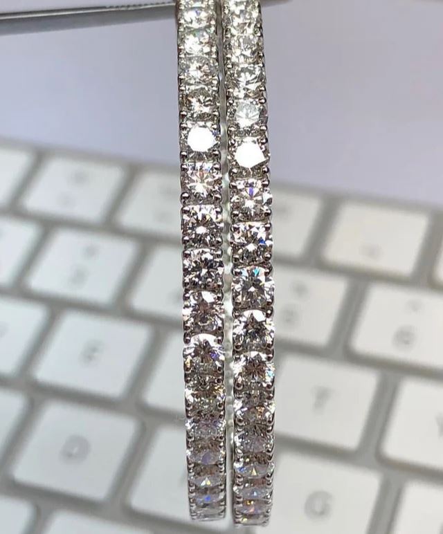 Diamond Huggies Two Sided Earrings in Sterling Silver Everyday Earring - Valentine Gift