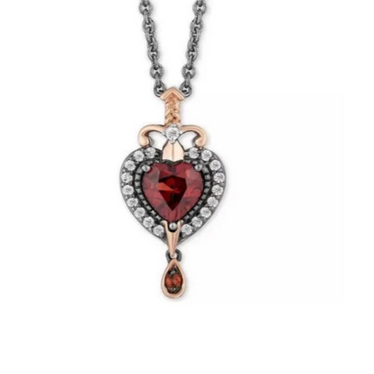 Inspired By Enchanted Disney Queen Evil Heart Diamond Pendant With Necklace in 925 Silver - Black Rhodium