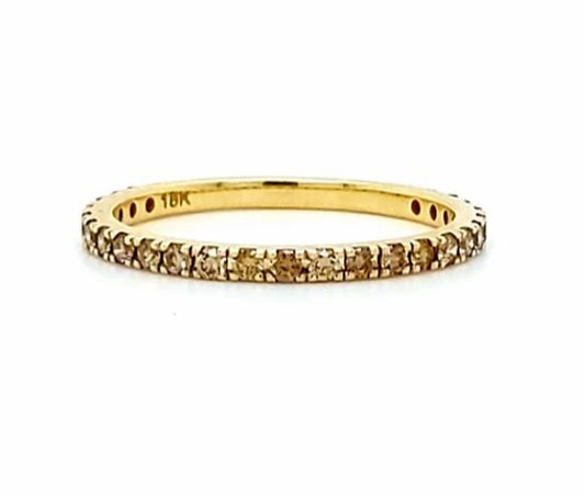 1.6mm Brown Diamond Eternity Ring in 14K Yellow Gold Finish - Gift For Her