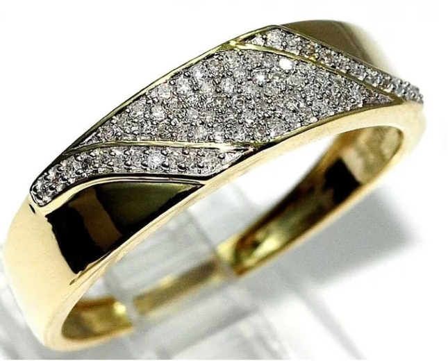 His and Hers Matching Wedding Band Couples Ring 14K Yellow Gold Plated - Unique Promise Ring