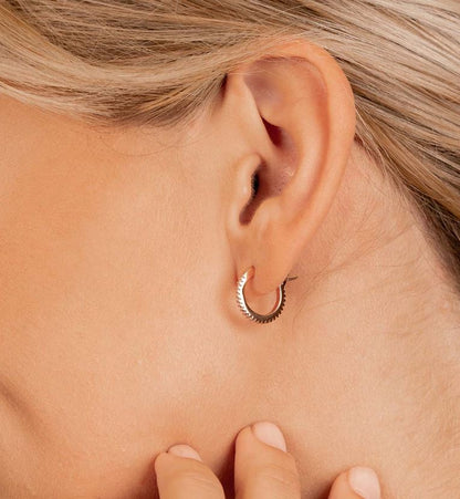 Round Diamond Hoop Earring in 925 Sterling Silver with 18k Rose Gold Plating - Gift For Christmas