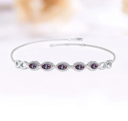 Natural Alexandrite Bracelet- Color Changing Gemstone- Alexandrite Link Bracelet 7"