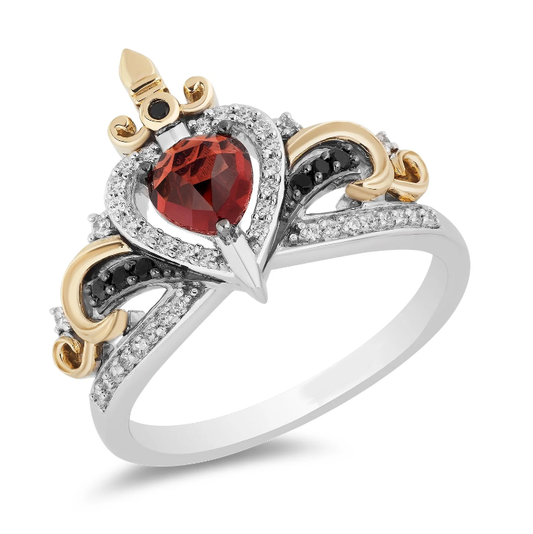 Red Garnet & Diamond Evil Queen Ring in 925 Sterling Silver - Best Christmas Gift For Her