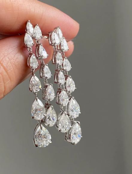 9.00 TCW Diamond Drop and Dangle Earrings in 925 Sterling Silver - Earring For Bridal