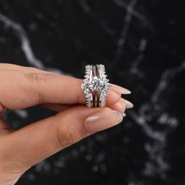 1.25 Ct Diamond Wedding Ring Set For Women in 925 Sterling Silver Engagement Ring Set for Anniversary Gift For Her
