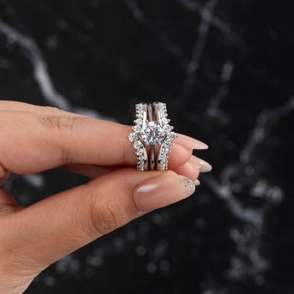 1.25 Ct Diamond Wedding Ring Set For Women in 925 Sterling Silver Engagement Ring Set for Anniversary Gift For Her