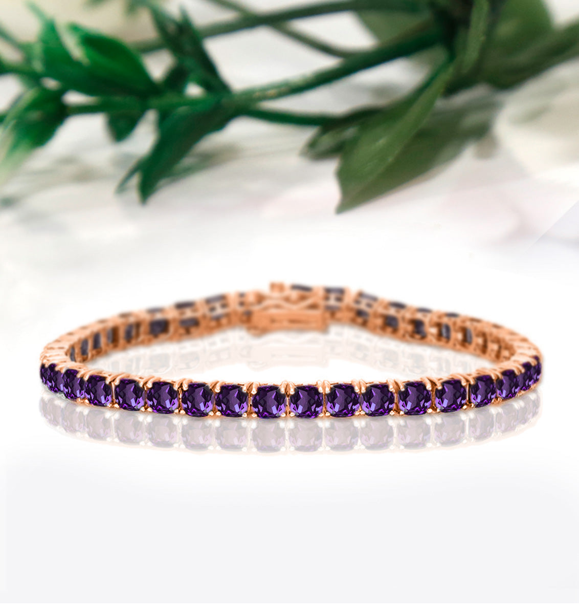 Amethyst Tennis Bracelet in 14K Rosee Gold Vermeil