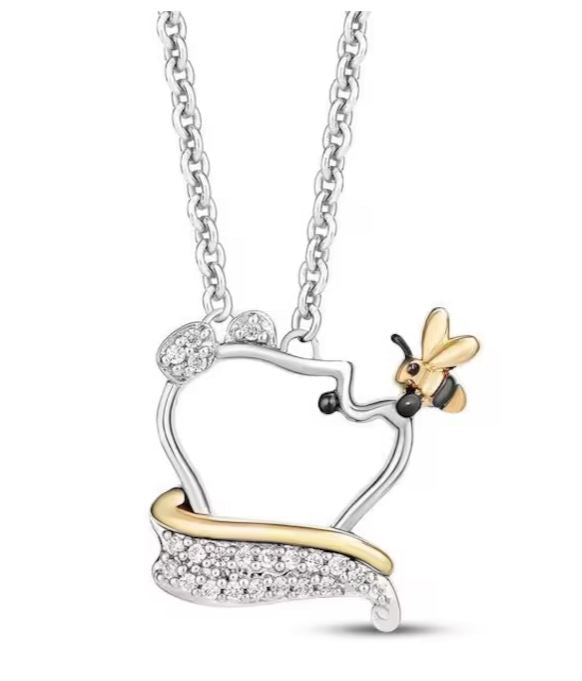 Enchanted Winnie the Pooh and Bee Pendant Cute Pooh Bear Necklace Gift For her