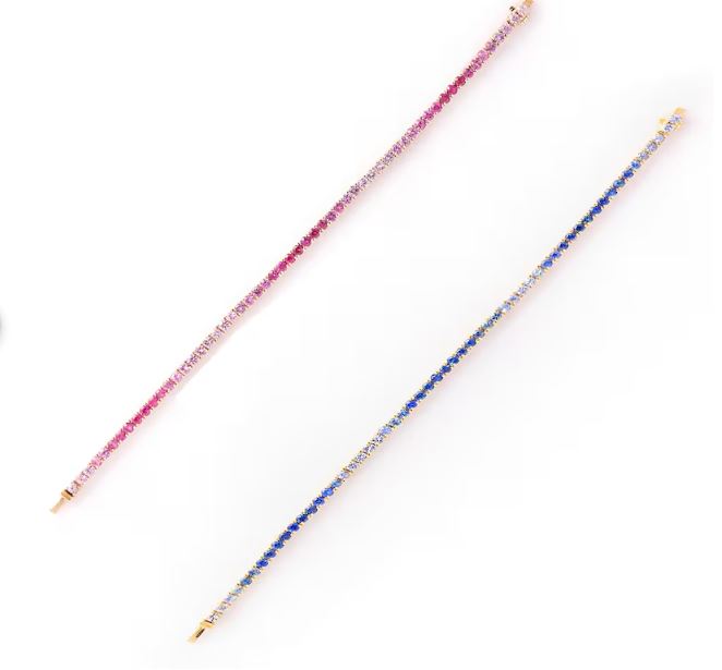 2.9mm Blue Sapphire Ombre Tennis Bracelet in 14K Gold Finish - Wedding Bracelet Gift For Her