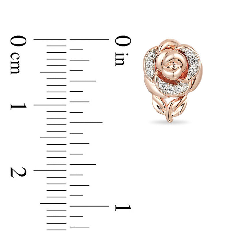 1/15 CT Diamond Belle Princess Rose Stud Earrings in 14k Rose Gold Finish - Special Gift For Mothers Day