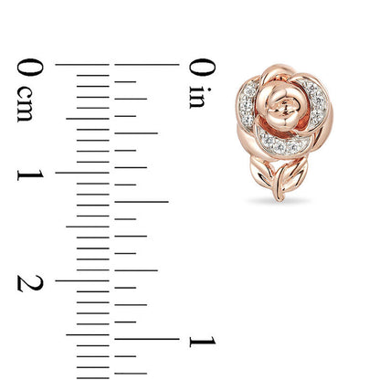 1/15 CT Diamond Belle Princess Rose Stud Earrings in 14k Rose Gold Finish - Special Gift For Mothers Day