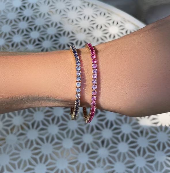 2.9mm Blue Sapphire Ombre Tennis Bracelet in 14K Gold Finish - Wedding Bracelet Gift For Her
