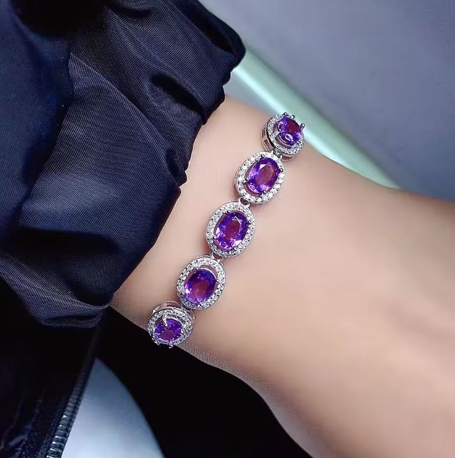 Amethyst Bracelet For Woman in 925 Sterling Silver February Birthstone Bracelet
