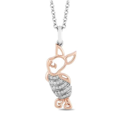 Enchanted Treasures Winnie the Pooh Piglet Diamond Women's Gift Pendant Necklace with 18" Chain