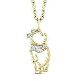 Disney Treasure Winnie The Pooh Diamond Necklace in 14K Yellow Gold Finish - Birthday Gift