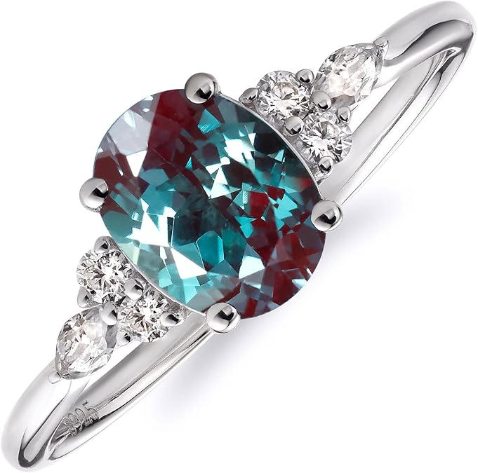 Oval Alexandrite Ring in 925 Sterling Silver Engagement Ring For Women - June Birthstone - Gift For Her