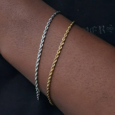 Gold Rope Twisted Bracelet- Rope Chain Bracelet- Mens Rope Bracelet- Womens Rope Gold bracelet- Twist Chain Bracelet