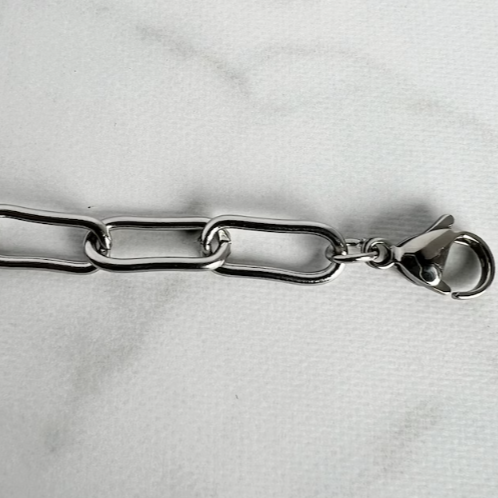 Chunky Stainless Steel Paperclip Chain Bracelet- Hypoallergenic Chain for Men's Everyday Jewelry