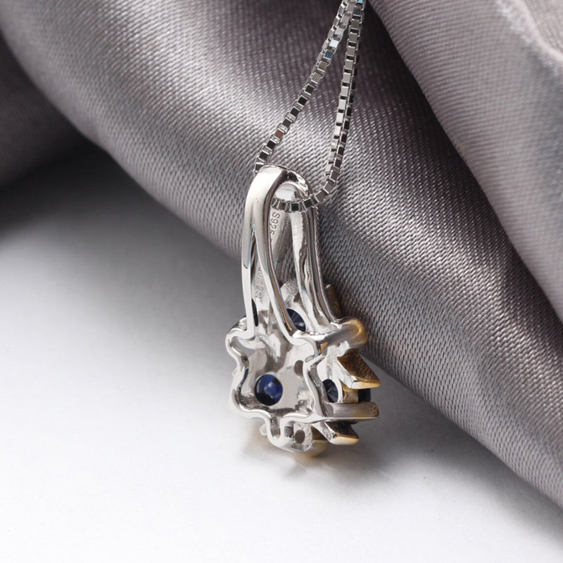 Zora Sapphire Spiritual Stone Necklace in 925 Sterling Silver - Video Game Nerdy Geeky Anniversary Gift Present