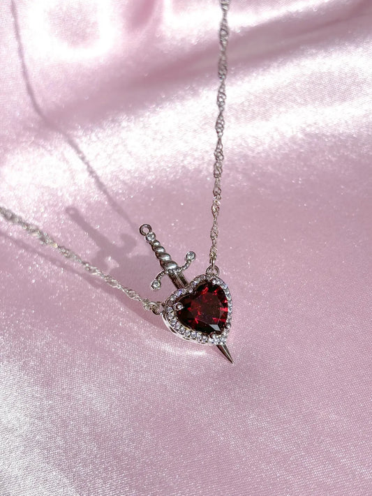 Princess Heart Sword Necklace - Snow White and Huntsman Necklace in 925 Sterling Silver Special For Valentines Day Gift