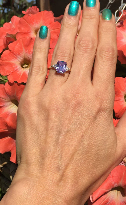 Lavender Amethyst Engagement Ring in 14k Yellow Gold Vermeil - Statement Ring - Cocktail Ring