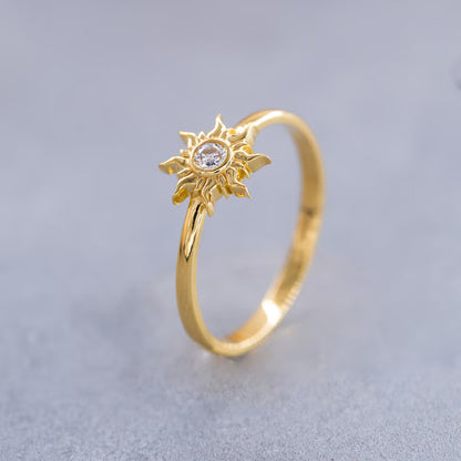 Princess Magic Sunflower Engagement Ring in Sterling Silver - Diamond Promise Ring Gift For Her