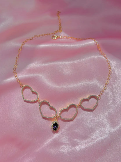 Heart Choker Necklace For Women in 14k Yellow Gold Vermeil - Special Gift For Anniversary