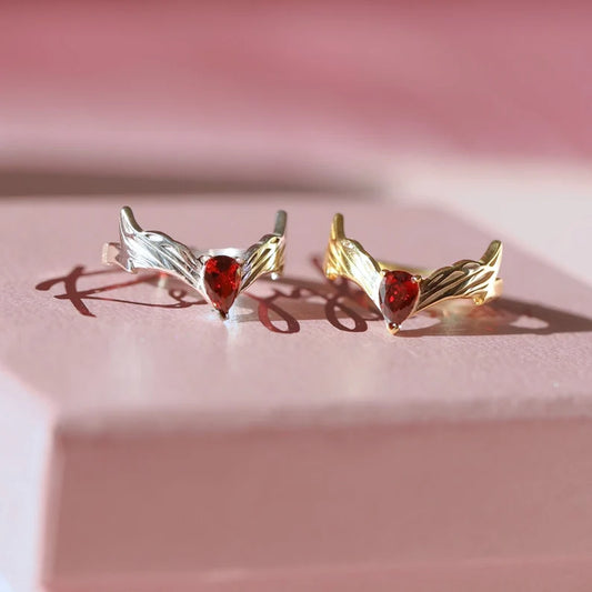 Red Garnet Witch Crown Inspired Superhero Ring in 14k Yellow Gold Vermeil Geek Jewelry - Special Gift For Mom