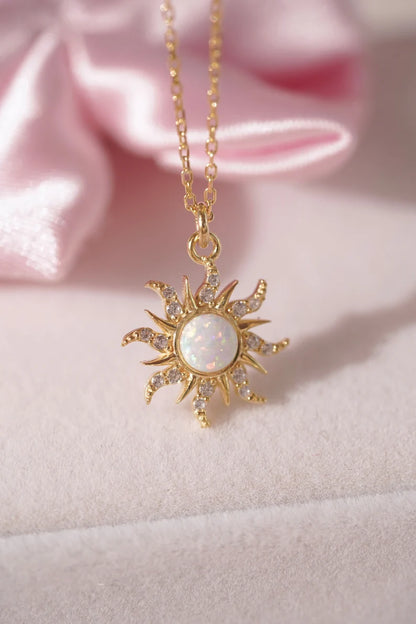 Rapunzel Sunflower Opal Necklace in 14k Yellow Gold Vermeil on 925 Sterling Silver - Special Gift For Her