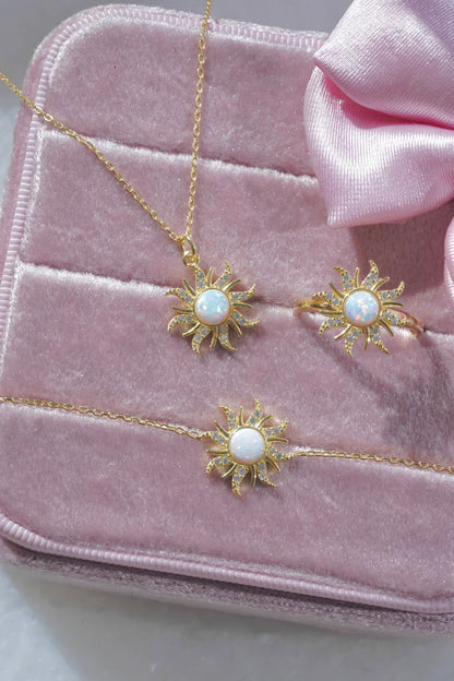 Rapunzel Sunflower Opal Necklace in 14k Yellow Gold Vermeil on 925 Sterling Silver - Special Gift For Her