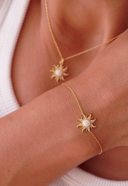 Rapunzel Sunflower Opal Necklace in 14k Yellow Gold Vermeil on 925 Sterling Silver - Special Gift For Her