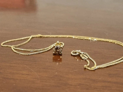 Brown Diamond Solitaire Pendant Necklace in 14k Rose Gold Vermeil - Everyday Necklace For Her