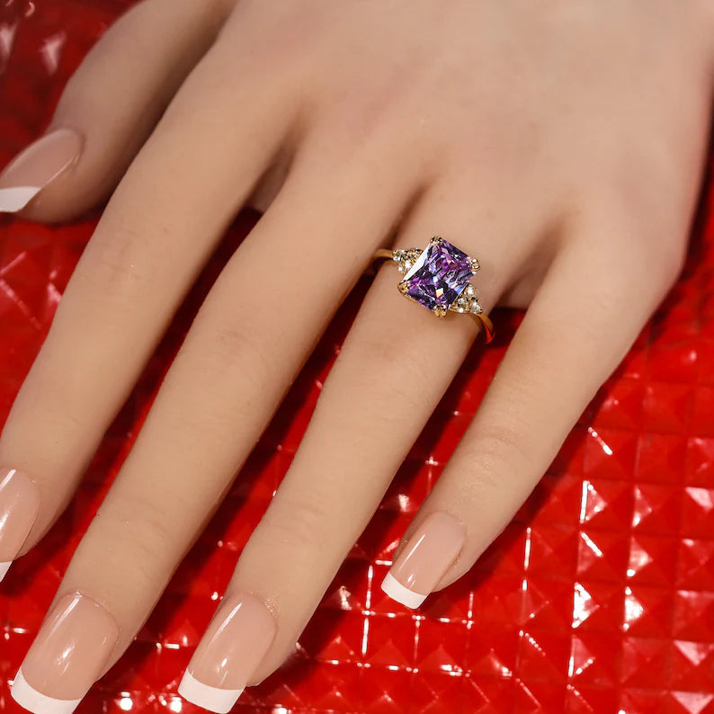 Lavender Amethyst Engagement Ring in 14k Yellow Gold Vermeil - Statement Ring - Cocktail Ring