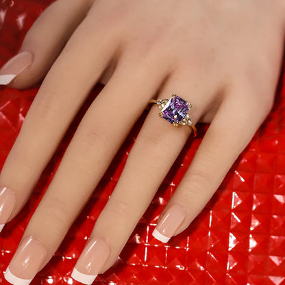 Lavender Amethyst Engagement Ring in 14k Yellow Gold Vermeil - Statement Ring - Cocktail Ring