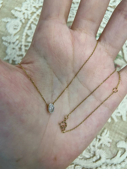 0.5 Carat Oval Cut Diamond Necklace in 14k Yellow Gold Vermeil - Best Gift For Her