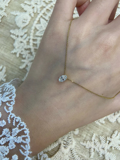 0.5 Carat Oval Cut Diamond Necklace in 14k Yellow Gold Vermeil - Best Gift For Her