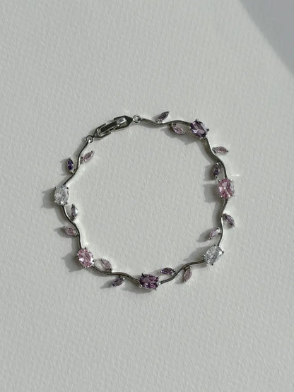 Tulip Flower Bracelet in 925 Sterling Silver Floral Charm Bracelet Special For Valentines Day Gift For Her