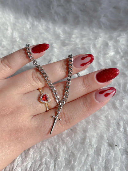 Heart Ring and Sword Bracelet Couple Jewelry in 925 Sterling Silver - Sword and Heart Jewelry Anniversary Gift For Her