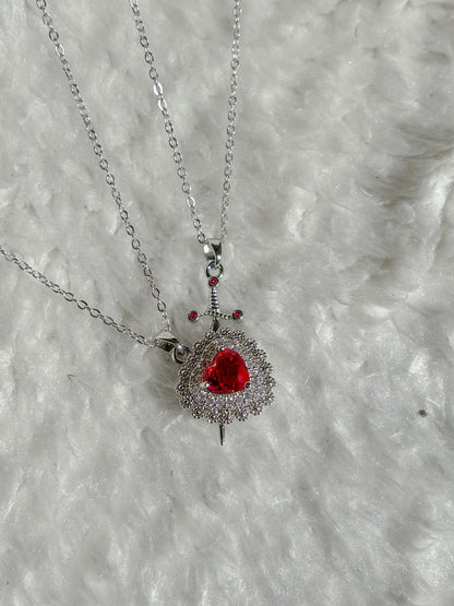 Heart Sword Necklace - Snow White and Huntsman Necklace in 925 Sterling Silver Special For Valentines Day Gift