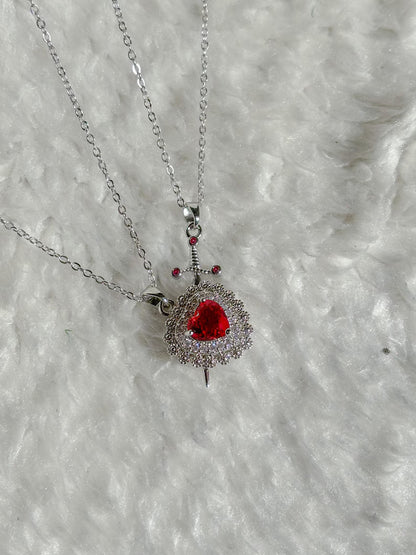 Heart Sword Necklace - Snow White and Huntsman Necklace in 925 Sterling Silver Special For Valentines Day Gift