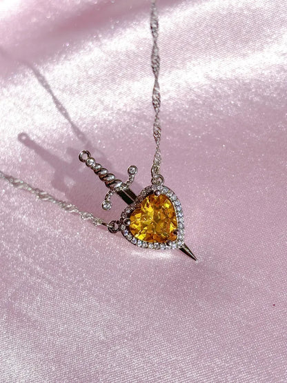 Princess Heart Sword Necklace - Snow White and Huntsman Necklace in 925 Sterling Silver Special For Valentines Day Gift