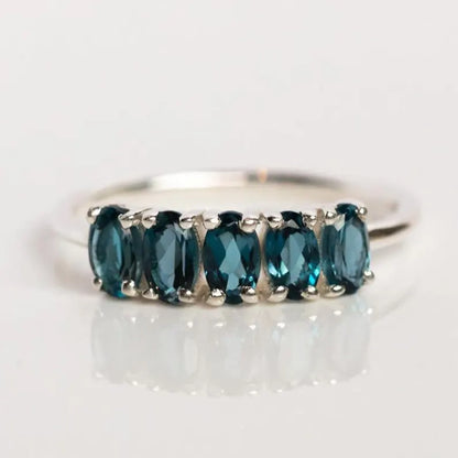 3X5mm Oval Cut Teal Blue London Blue Topaz Ring in 925 Sterling Silver - Promise Ring For Her