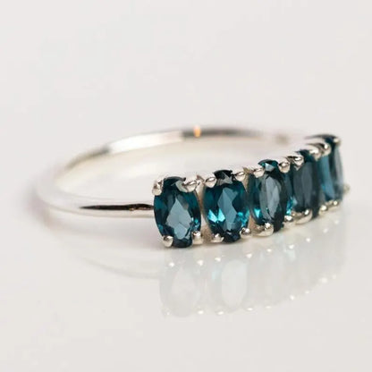 3X5mm Oval Cut Teal Blue London Blue Topaz Ring in 925 Sterling Silver - Promise Ring For Her