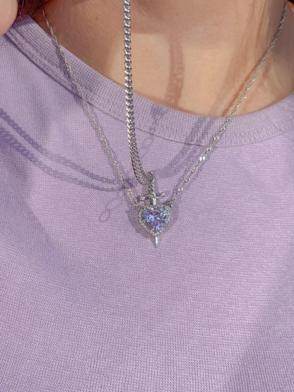 Rapunzel and Flynn Couple Necklaces in 925 Sterling Silver Princess Heart Sword Couple Necklaces For Valentines Day Gift