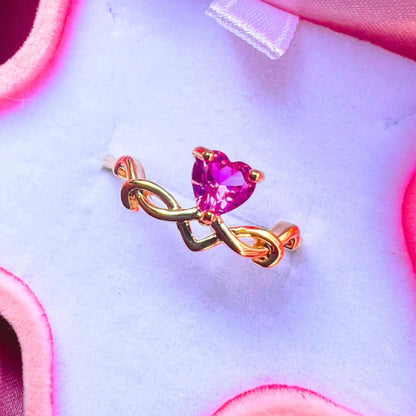 Enchanted Heart Pink Sapphire Crown Ring - A Tale of Regal Elegance Inspired by Swan Princess14k Yellow Gold Vermeil Gift For Womens