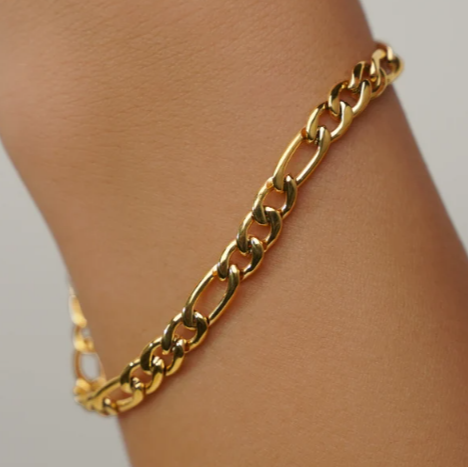 Bracelet Chain- Dainty Figaro Bracelet For Women- Thick Gold Chain Bracelet- Minimalist Chain Gift for Her Jewelry