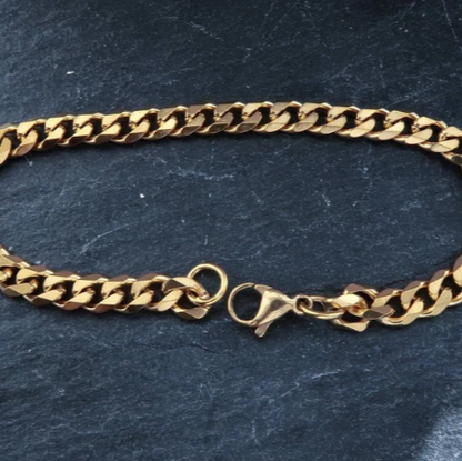 Men's Gold Bracelet- Cuban Link Chain Bracelet- Curb Chain Bracelets- Cuban Men's Bracelet